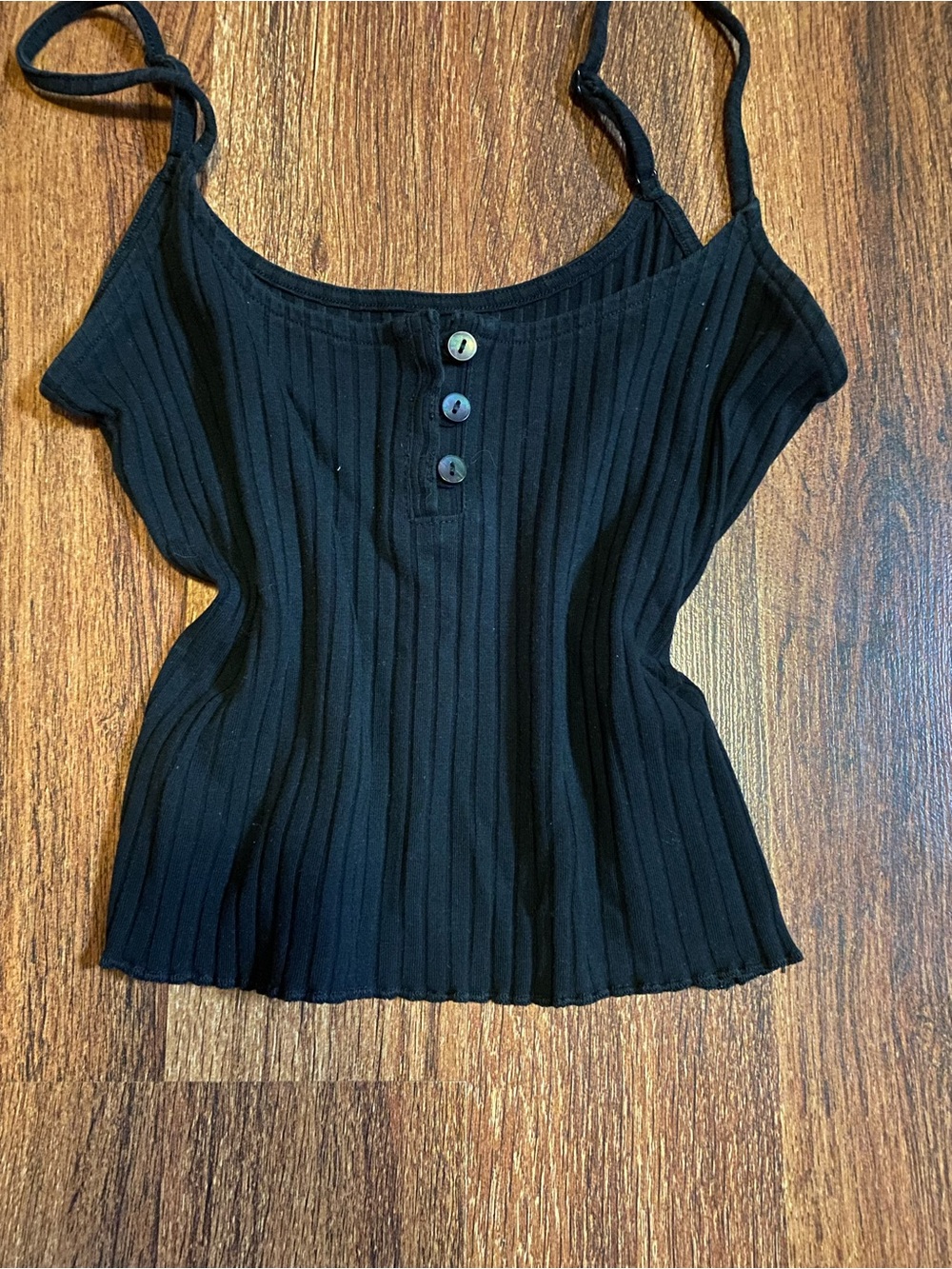 American Eagle Outfitters Black Ribbed Button-Front Cami